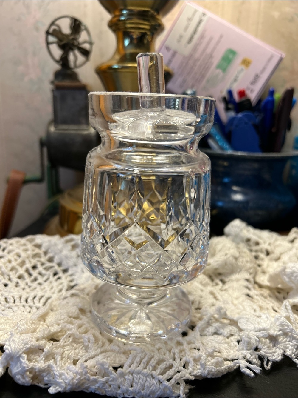 Waterford Crystal Clear Cut-Glass Sugar Dispenser